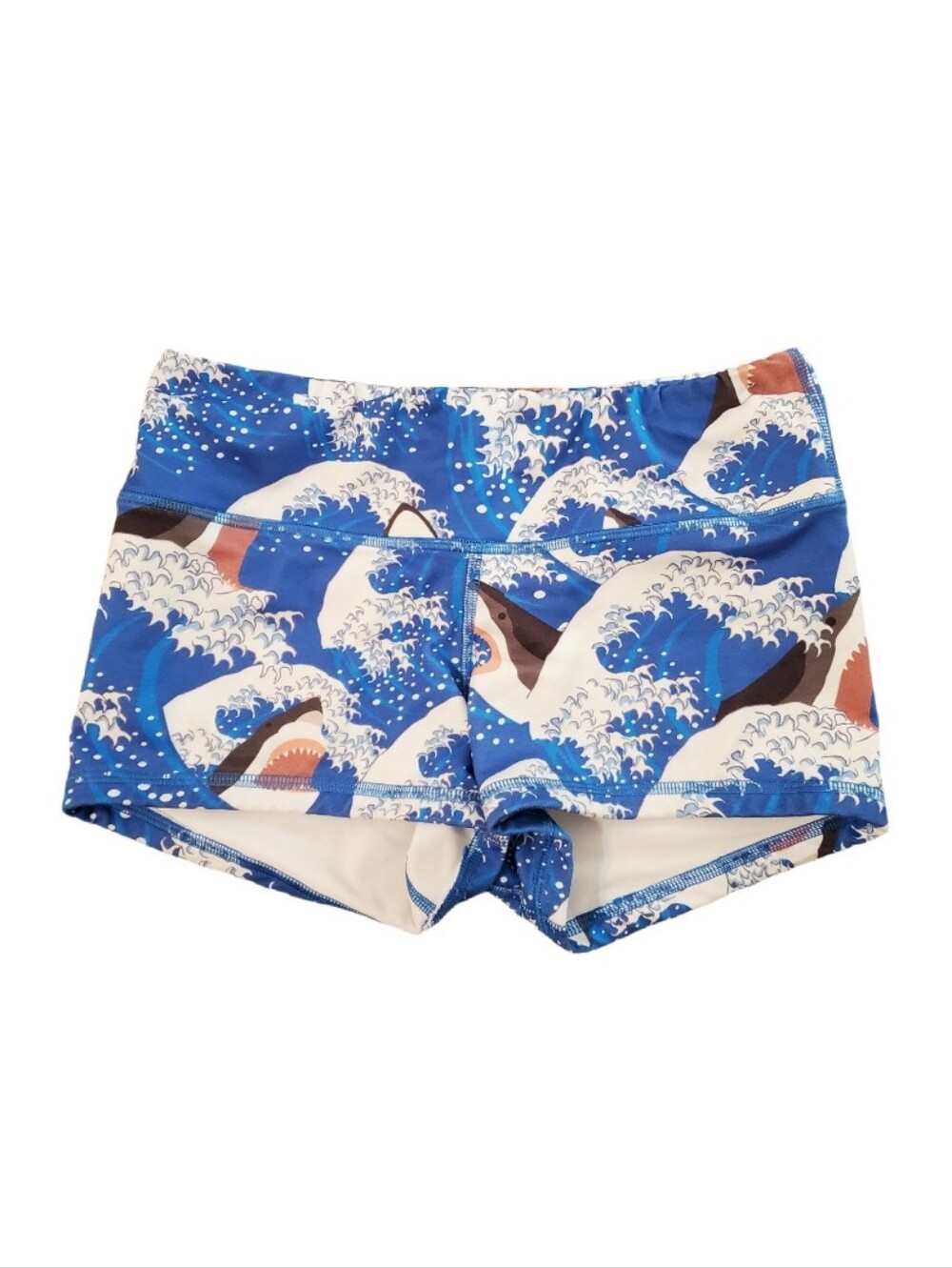 Fleo Blue Sharks Jaws Low Rise Contour Shorts Small